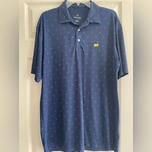 Masters Tech Navy Blue Golf Polo Shirt. Patterned with small Masters’ logos.